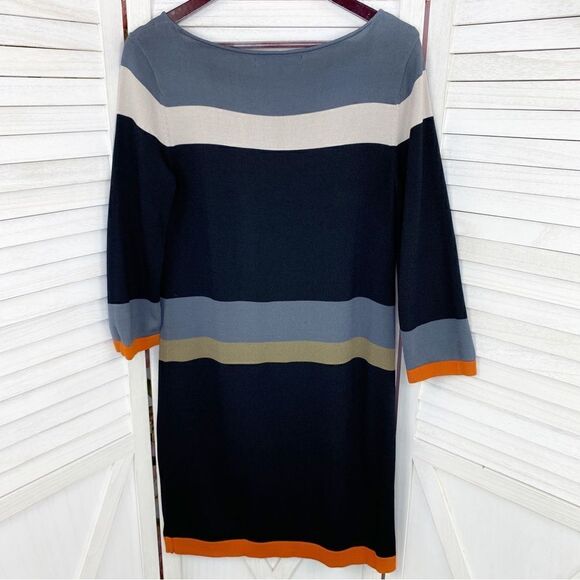 Nine West Colorblock Stripe Ponte Knit Sheath Dress Black Gray Medium Sweater - Picture 6 of 13